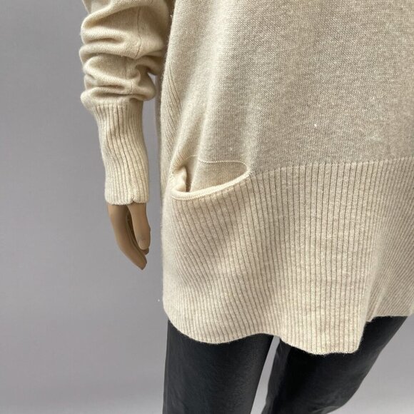 REPEAT V-Neck Oversized Cashmere Wool Sweater Pockets Cream Womens‎ 38/S - Picture 3 of 11